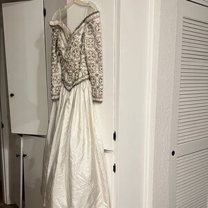 Elegant White and Silver Wedding Dress